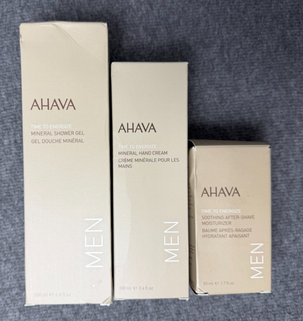 AHAVA Men’s Mineral Shower Gel, Hand Cream & Soothing After-Shave Moisturizer